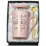 Biching Schwester Geschenk - Beste Schwester Tasse - Kreativität Geschenke für Schwester Geburtstag, 400 ml Rosa Marmor Kaffeetasse mit Goldener Druckgrafik, Goldlöffel, Grußkarte, Geschenkset