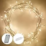 Lights4fun LED-Lichterkette für Innenräume | 100 LED warmweißes Licht | transparentes Kabel, Stecker & Fernbedienung | Weihnachtsbeleuchtung Baum Tannenbaum Christbaum Deko | 3 m