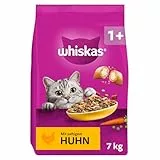 WHISKAS Trockenfutter für ausgewachsene Katzen 7kg mit Huhn