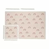 Relaxdays Puzzlematte, 6er Set Spielmatte mit Rand, 60x60 cm, schadstofffreier Schaumstoff, Regenbogen Kindermatte, rosa
