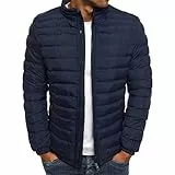 UHouse Winterjacke Herren Steppjacke ohne Kapuze Leichte Daunenjacke Wandern Übergangsjacke Herbst Winter Jacke Bequeme Softshelljacke Outdoor Puffer Jacken Baumwolle Bomberjacke Marineblau L