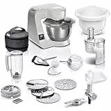 Bosch Küchenmaschine MUM5 MUM5XL72, integrierte Waage, 2x Schüssel 3,9L, Mixer 1,25L, Rührset, Durchlaufschnitzler, Planetarisches Rührgetriebe, Fleischwolf, Würfelschneider, 1000 W, Grau/Silber