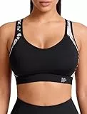 Yvette Damen Sport BH Starker Halt Große Größen Gekreuzt Rücken Bügellos für Laufen Joggen Yoga Fitness, Schwarz, Gr.- 95C