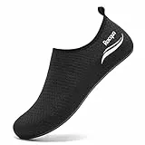 Racqua Wasserschuhe seeigelfest Damen/Herren Schwimmschuhe Aquaschuhe Strandschuhe für steinstrand Schwarz 40-41