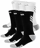 DOVAVA Dri-Tech Compression Crew Socks (4/6 Paar) Comfort Boost Circulation, Weiß X3 & Schwarz X3 (6 Paar), L/XL