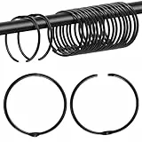 Caianwin 20 Stück Duschvorhangringe Metall Vorhang Ringe 50mm Gardinenringe zum Öffnen Vorhangöffner für Vorhangstangen Duschvorhangstangen und Buchringe(Schwarz)