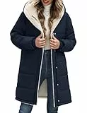 Vancavoo Wintermantel Damen Winterjacke Warm Gefüttert Steppmantel Winterparka Winter Jacket Mäntel Parka Frauen Daunenmantel mit Kapuze,Marineblau,M