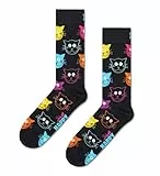 Happy Socks Unisex Cat Socken, Schwarz, 41-46