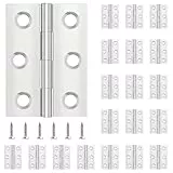 20 Stück Scharniere Klappbar 44mm × 31mm, Leryati Scharnier Edelstahl Klappbar Scharnierband Klein Türscharnier für Türen Fenster, Klavierband Scharnier mit 120 Stück Schrauben