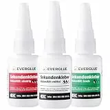 EVERGLUE Sparset Sekundenkleber lange Haltbarkeit dünn + mittel + dick à 20g - Industriekleber extra stark für die universelle Reparatur und Instandsetzung in Hobby Beruf und Haushalt