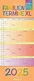 Alpha Edition - Regenbogen 2025 Familienplaner XL, 30x70cm, Familienkalender mit 5 Spalten für Termine, viel Platz für Notizmöglichkeiten, Mondphasen, Ferientermine DE/AT/CH, deutsches Kalendarium