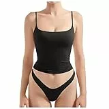 Fulidngzg Tank Top Damen, Spaghettiträger Trägertop, Enges Oberteil Spaghetti & Unterhosen, Basic Y2K Sommer Tops Teenager Mädchen