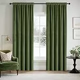 MIULEE 2 Stücke Samtvorhänge Blickdicht Verdunklungsvorhang Stangedurchzug Vorhang Gardinen Samtige Verdunkelungsgardinen Schiebevorhänge für Schlafzimmer Wohnzimmer 140 x 225 cm(B x H) Olivgrün