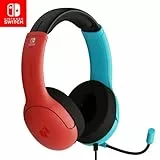PDP Gaming LVL40 Stereo Kopfhörer mit Mic für Nintendo Switch - PC, iPad, Mac, Laptop Compatible - Noise Cancelling Microphone, Lightweight, Soft Komfort On Ear, 3.5 mm Jack - neon Blau-Rot