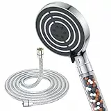 Duschkopf Wassersparend mit Schlauch 1.8M, SREWOHS Hochdruck Duschbrause Sparduschkopf mit Filter, Regendusche Duschkopf Runde Handbrause (⌀120 mm),6 Strahlarten Brausekopf mit Antikalk-Funktion