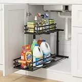 VGECEE Gewürzregal Ausziehbar 2 Etagen, Gewürzaufbewahrung Stehend Gewürz Organizer Schrank Ausziehbar Gewürzständer Küche Spülschrank Organizer Höhenverstellbar Küchenregal für Küchenschränke