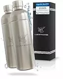 Luckymoose Flasche für Aarke Carbonator 3, Philips GoZero & Brita SodaOne Wassersprudler, Spülmaschinenfest, 1,25L Edelstahlflasche ohne Ablaufdatum, 2x Silver Alternative Aarke-Flasche
