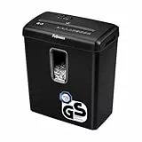 Fellowes Aktenvernichter 6 Blatt Partikelschnitt (P4), Papierschredder für Zuhause und Homeoffice, Powershred FS-6C, Schredder mit 15L Papierkorb, verarbeitet Kreditkarten, Heftklammern, schwarz.