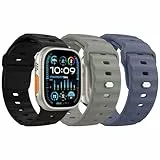 MoKo 3Stück Ozean Armbänder Kompatibel mit Apple Watch Ultra 3/2/1 49mm,S11/S10 46mm,9/8/7 45mm,SE3/SE2/SE/6/5/4 44mm,3/2/1 42mm,Wasserdicht Silikon Sport Armband für Herren Damen,S/BG/S