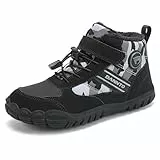 DANNTO Kinder Winterschuhe Winter Barfußschuhe Jungen Mädchen Winterstiefel Warm Gefüttert Schneestiefel(Schwarz,Gr.33)