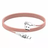 YACSEJAO USB A auf USB C 180° Drehbares Kabel mit 3A Schnellladung & Datensynchronisation, Flexible Ladekabel Typ C auf USB Typ A (Rosa, 1M/3,3FT)