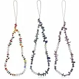 TIKODIDA 3 Stück Handgelenkband Phone Charm Armband mit Steinen und Künstlichen Perlen Anti Lost Nylon Schnur Elegantes Modisches Accessoire für Mutter Ehefrau Geschenk für Festivals