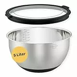SILBERTHAL Edelstahl Schüssel mit Deckel - 5l Rührschüsseln zum Servieren, Kochen, Backen, Aufbewahren - Rutschfester Boden