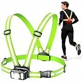 Mohard 550LM Lauflampe Joggen mit Seitenlicht, 7+2 Modi & 360° Reflektierende Weste Lauflicht, 45° Verstellbar Brustlampe zum Joggen Navigationslichter für Gehen, Radfahren, Wandern 4–25 Std. Laufzeit