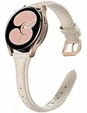 Wearlizer Armband Kompatibel mit Samsung Galaxy Watch 6/7/4/5 40mm 44mm, 20mm Leder Ersatzarmband für Watch 6 Classic/ 5 Pro/4 Classic/Active 2/3 41mm, Apricot/Rosegold