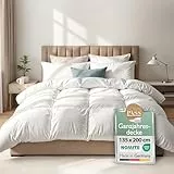 Beautissu Ganzjahresdecke Federbettdecke 135x200 cm mit 100% Daunen & Federn – Made in Germany – Oeko-Tex, Downpass & Nomite Zertifiziert – 100 % Baumwollbezug Daunendecke 135x200 Waschbar – GF