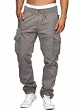 Elegancity Cargohose Herren Jogginghose Cargohose Baumwolle Outdoorhose Lange Baggy Hose Jogginghose Herren Freizeithose Pants Hell Grau L