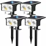 btfarm 4 Stück Solarlampen für Außen mit Bewegungsmelder, 3 Modi Solarstrahler für Außen Garten IP65 Wasserdicht Led Solar Strahler, 6500K Solarleuchten Aussen für Eingang Terrasse Treppe, Kaltweiß