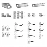 Güde Werkzeughalter Sortiment 28-tlg. (senkrechte und schräge Halter passend für Güde-Lochplatten und Systeme mit einer quadratischen Lochung von 8x8-10x10 mm und einem Lochmitte-Abstand von 38 mm)