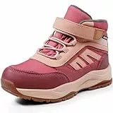 Harvest Land wasserdichte Kinder Winterstiefel für Jungen und Mädchen ，Leicht, Warm, rutschfest, Robuste Wanderschuhe für draußen Low-Top-Rosa 31