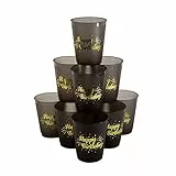 Oblique Unique Happy Birthday Becher Set 10 STK. Trinkbecher Partybecher für Geburtstag Kindergeburtstag Party Feier Schwarz Gold