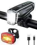 Mohard Fahrradlicht Set, 60Lux Superhelles Fahrradlicht Vorne & Rücklicht, StVZO Zugelassen Fahrrabeleuchtung, IPX5 Wasserdicht Fahradlichterset LED USB Wiederaufladbare für Nachtfahrten/Camping/Helm