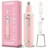 Nasenhaartrimmer Frauen, Professioneller Schmerzloser Nasenhaarschneider und Ohrhaarschneider, Typ-C Wiederaufladbarer Nasenhaartrimmer, Dual Edge Klingen, IPX7 Wasserdicht, Einfache Reinigung, Rose