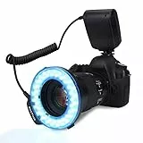 Makro Ringblitz, Tragbarer LED Ringblitz, LCD Ring DSLR Licht, tragbarer LED Ringblitz mit 7 Helligkeitsmodi, DSLR Flash Lichtfilter Adapter für Fotografie Liebhaber