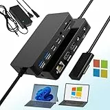 Microsoft Surface Dock 2, 12 in 1 Surface Docking Station Triple Display 2*HDMI +VGA mit Power Adapter für Surface Pro 11/10/9/8/X/7/6/5/4/3, Surface Laptop 7/6/5/go/4/3/2/1, Surface Book 3/2/1