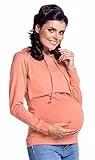 HAPPY MAMA Boutique Damen Umstands Still Jersey Sweatshirt Hoodie 272 (Lachs, 40, L)