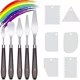 11 Stück Spachtel Set,Strukturpaste,5 Palette Messer+6 Abstreifermesseracryl,Edelstahl Acryl Spachtel,Strukturpaste Leinwand Für Strukturmalerei, Ölgemälde, Aquarell, Künstlerbedarf Malutensilien