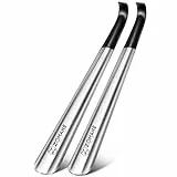 ZOMAKE Schuhlöffel Lang 42cm Schuhanzieher Lang Metall,Langer Schulöffel Edelstahl Stabil(2er Silber)
