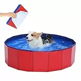 LUFEIS Hundepool, 60x20 cm Hundepool Schwimmbad, Hundebecken Faltbar mit Ablassventil, Planschbecken Rutschfest, Swimmingpool für Hunde, Faltbarer Pool, Hundepools Schwimmbecken für Kleine Hunde Katze