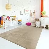TT Home Teppich Kinderzimmer Waschbar rutschfest Kinderteppich Junge Mädchen Weich Pastell, Farbe: Dunkelbeige, Größe:120x170 cm