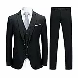 YOUTHUP Herren Anzug Slim Fit 3 Teilig Anzüge für Hochzeit Business Herrenanzug Sakko Anzughose Weste, Schwarz, XL