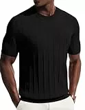 PJ PAUL JONES T Shirt Herren mit Rundhals Strick T-Shirts Sommer Basic Tshirts Kurzarm Schwarz XL