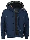 Indicode Herren INAlbanos Winterjacke mit Kapuze | Herrenjacke mit verdecktem Reißverschluss Männer Navy, M