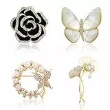 BSITSSS 4 Stück Brosche für Damen, Kristall Perle Blume Broschen, Elegante Broschen für Kleidung, Vintage Brosche Pin, Brooch für Schal, Mantel Kleidung, Kleider Clip