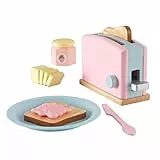 KidKraft Pastell Toaster Spielset aus Holz für Kinderküche mit 2 Scheiben Brot mit Sandwichfüllung, Spielküche Zubehör, Spielzeug für Kinder ab 3 Jahre, 63374