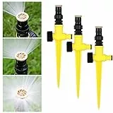 Garten Sprinkler, Rasensprenger 360° Automatische Drehbarer Gartensprenger, 3Pcs Garten Rasensprenger, Wassersprenger Einstellbar Bewässerungssystem für Rasen Pflanzen Gemüse Blumen Pastorale
